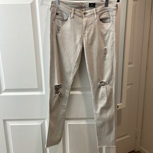 AG light grey distressed jeans